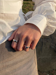 アイスクリスタル ブラック キュービック ウェーブリング ring oh-kim