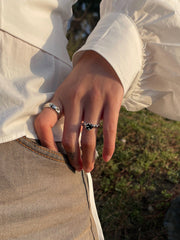 アイスクリスタル ブラック キュービック ウェーブリング ring oh-kim