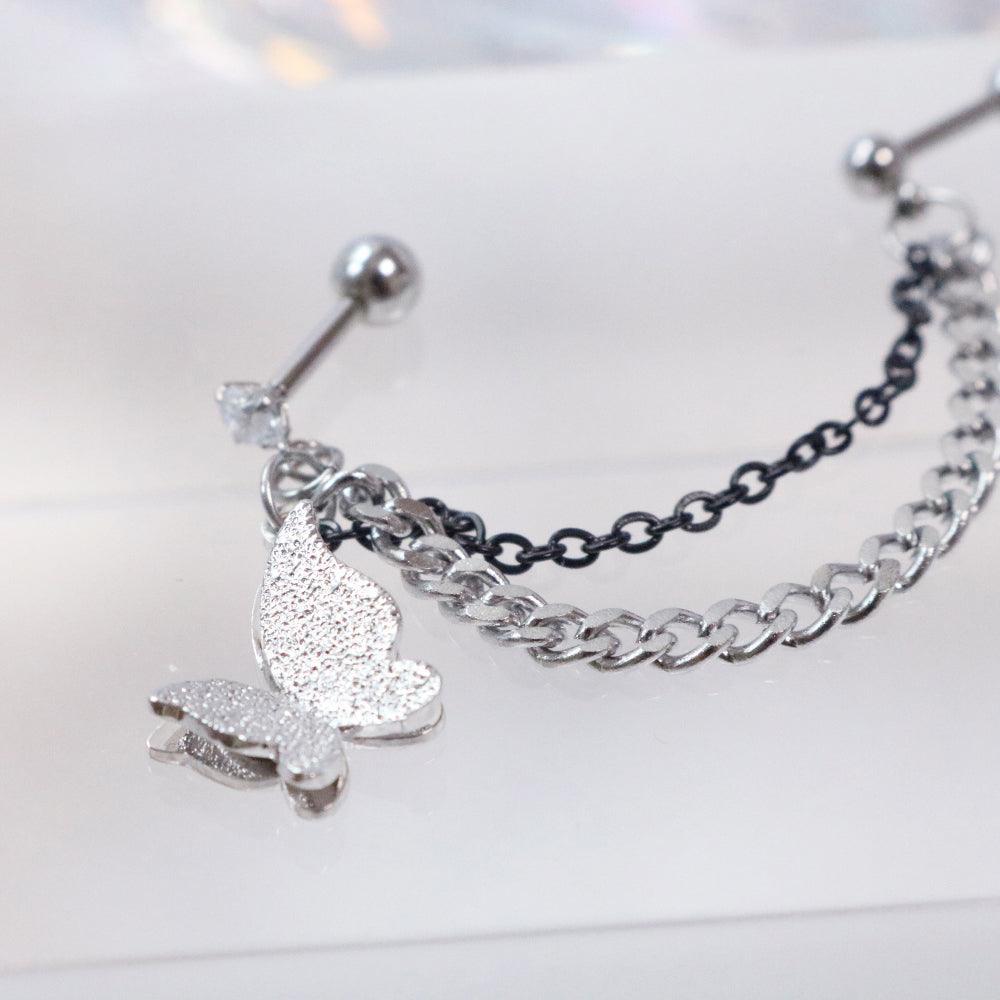 アンティーク蝶々ツーピンピアッシング Piercing bling moon