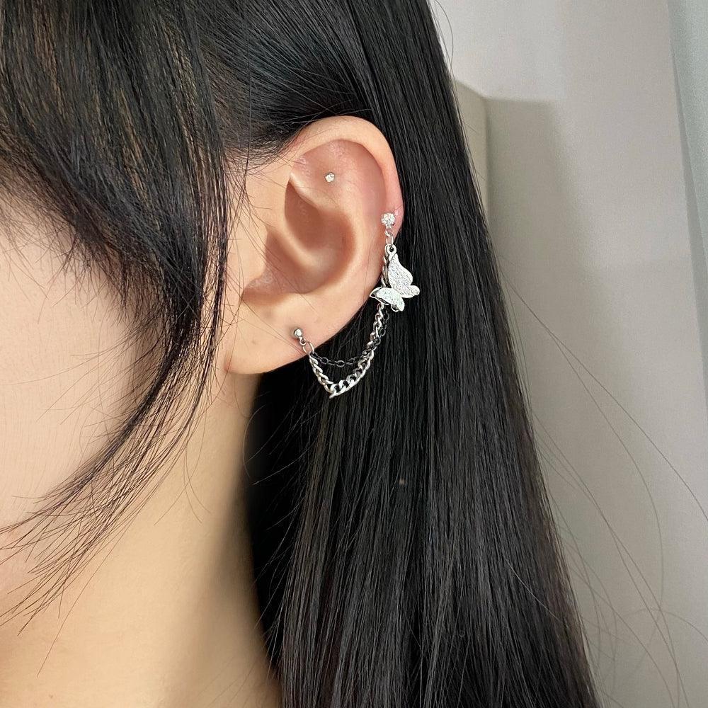 アンティーク蝶々ツーピンピアッシング Piercing bling moon