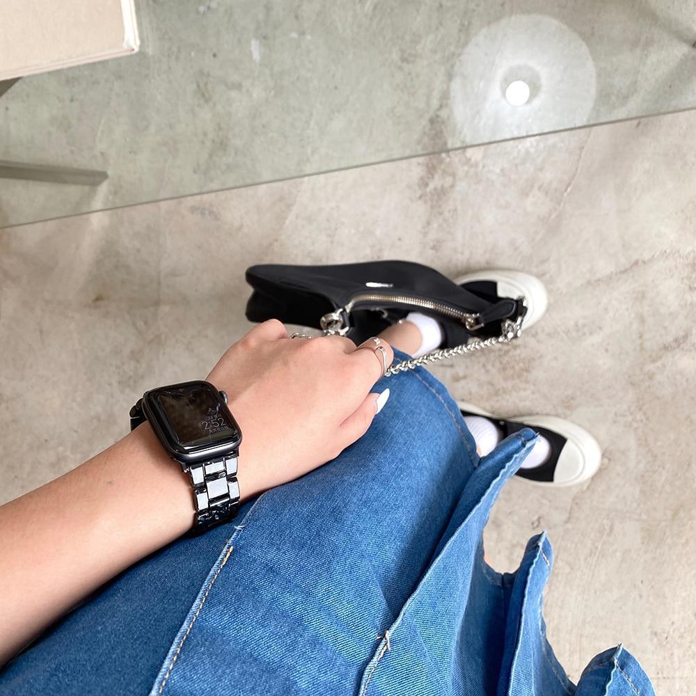 Apple Watch Marble Metal Chain Band (ブラックフラワー) / マーブル チェーン バンド# apple watch バンド givgiv