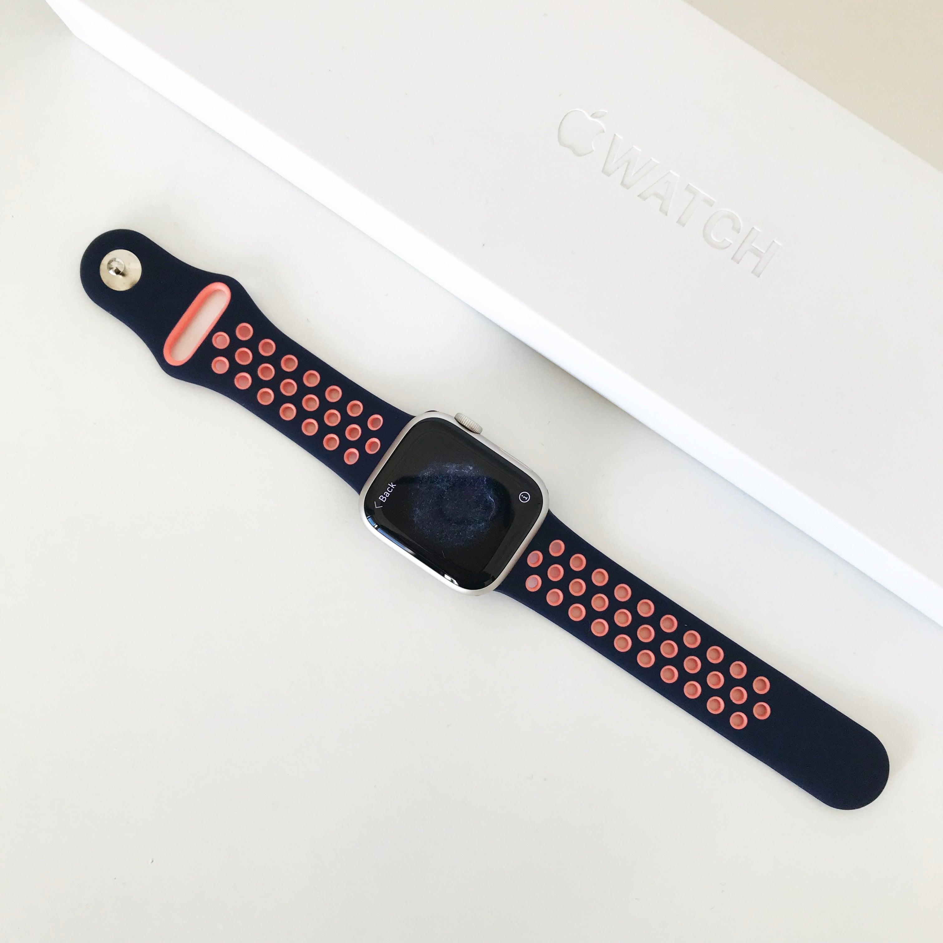 AppleWatch 穴 スポーツバンド(ネイビー&ピンク) apple watch バンド givgiv