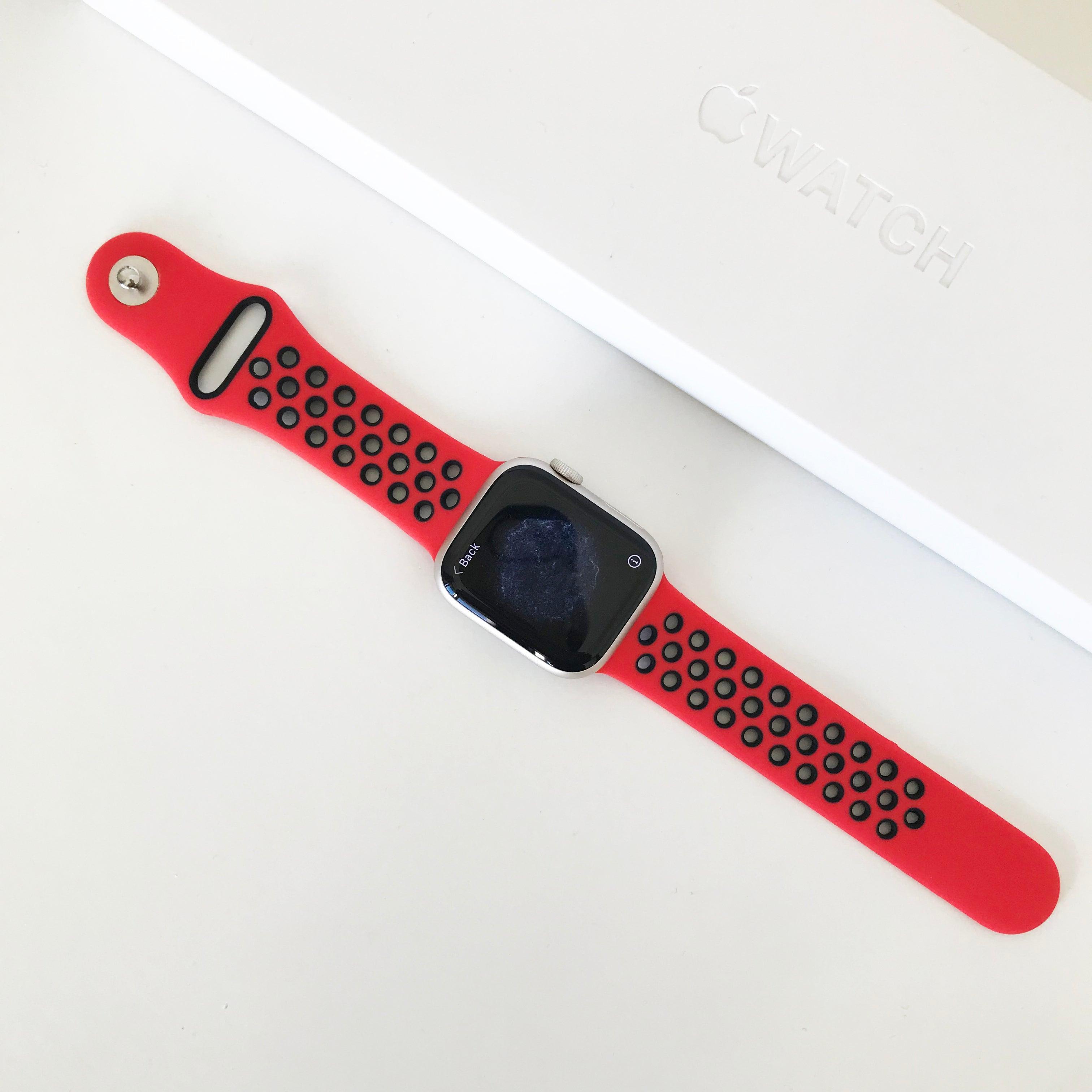 AppleWatch 穴 スポーツバンド(レッド&ブラック) apple watch バンド givgiv