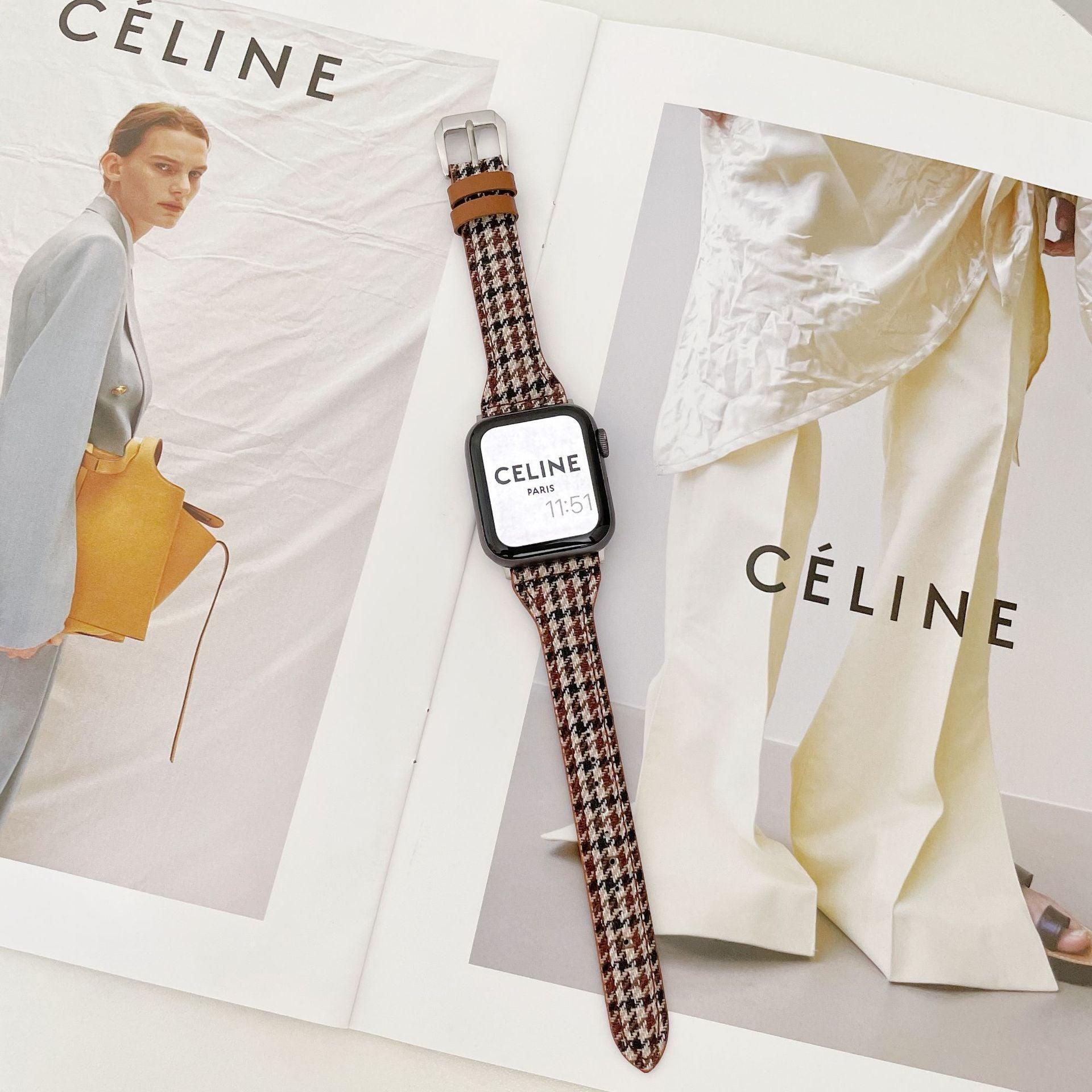 【バンド単品- 3色】ベーシック 千鳥格子柄 本革 アップルウォッチバンド apple watch バンド givgiv 38mm/40mm/41mm用 01ブラウン(千鳥格子)※バンド単品