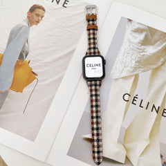 【バンド単品- 3色】ベーシック 千鳥格子柄 本革 アップルウォッチバンド apple watch バンド givgiv 38mm/40mm/41mm用 03ブラウン(チェック柄)※バンド単品