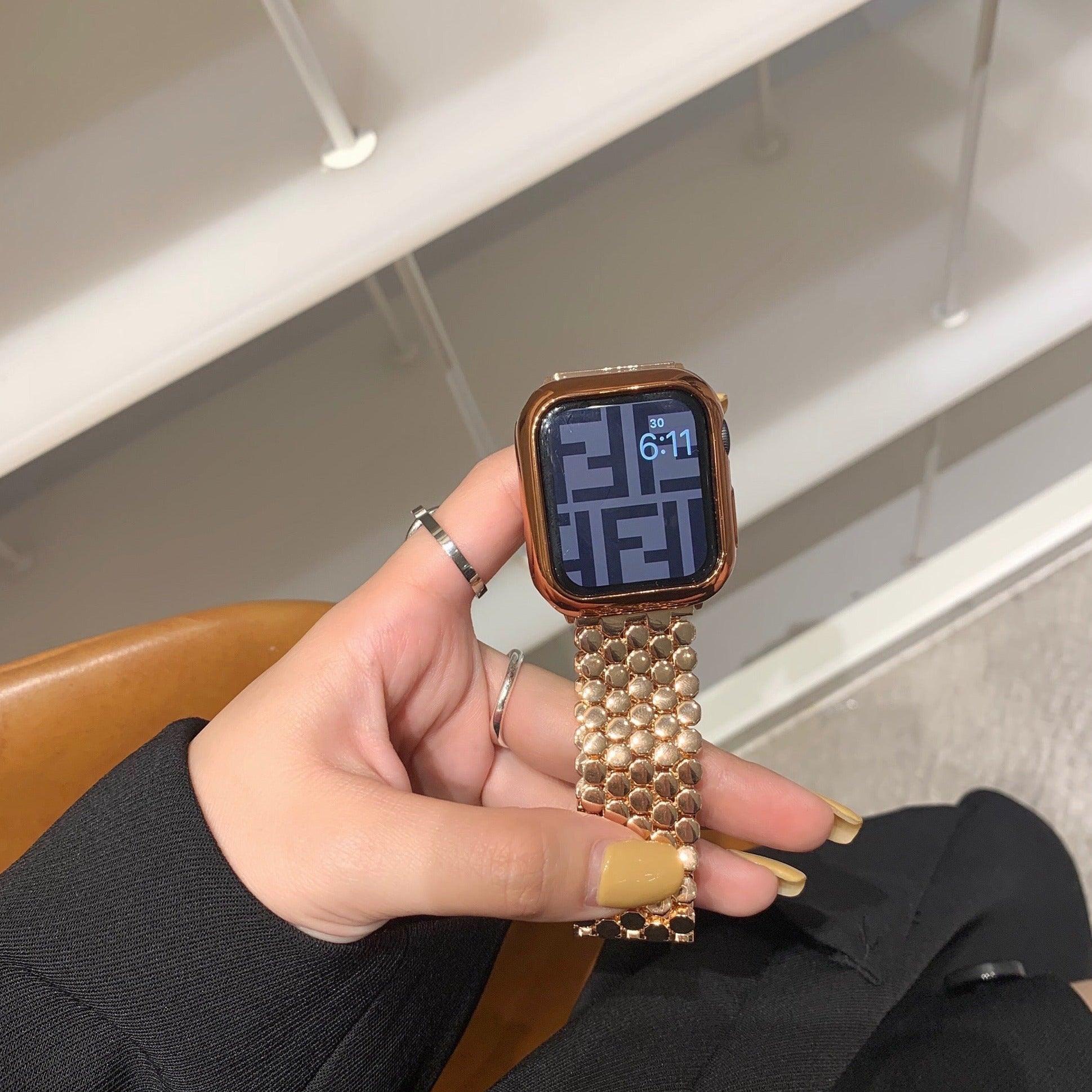 【バンド単品-4色】ハニカム メタル チェーンバンド applewatch# apple watch バンド givgiv 38mm/40mm/41mm用 03ローズゴールド(バンド単品)