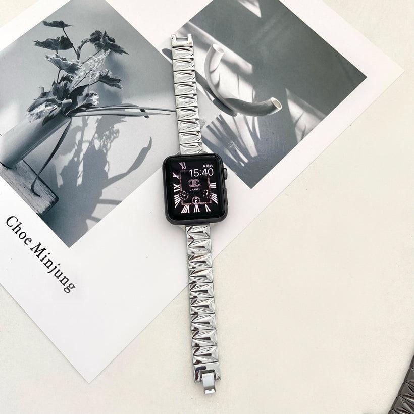 【バンド単品_4色】スリム 三角パターン applewatchバンド # apple watch バンド givgiv 38mm/40mm/41mm用 01シルバー (※バンド単品)