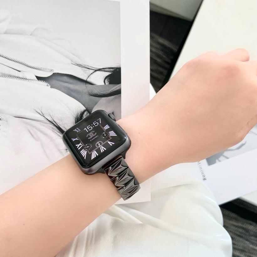 【バンド単品_4色】スリム 三角パターン applewatchバンド # apple watch バンド givgiv 38mm/40mm/41mm用 02ブラック (※バンド単品)
