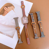 【バンド単品- 5色】スリム 千鳥格子柄 本革 アップルウォッチバンド apple watch バンド givgiv