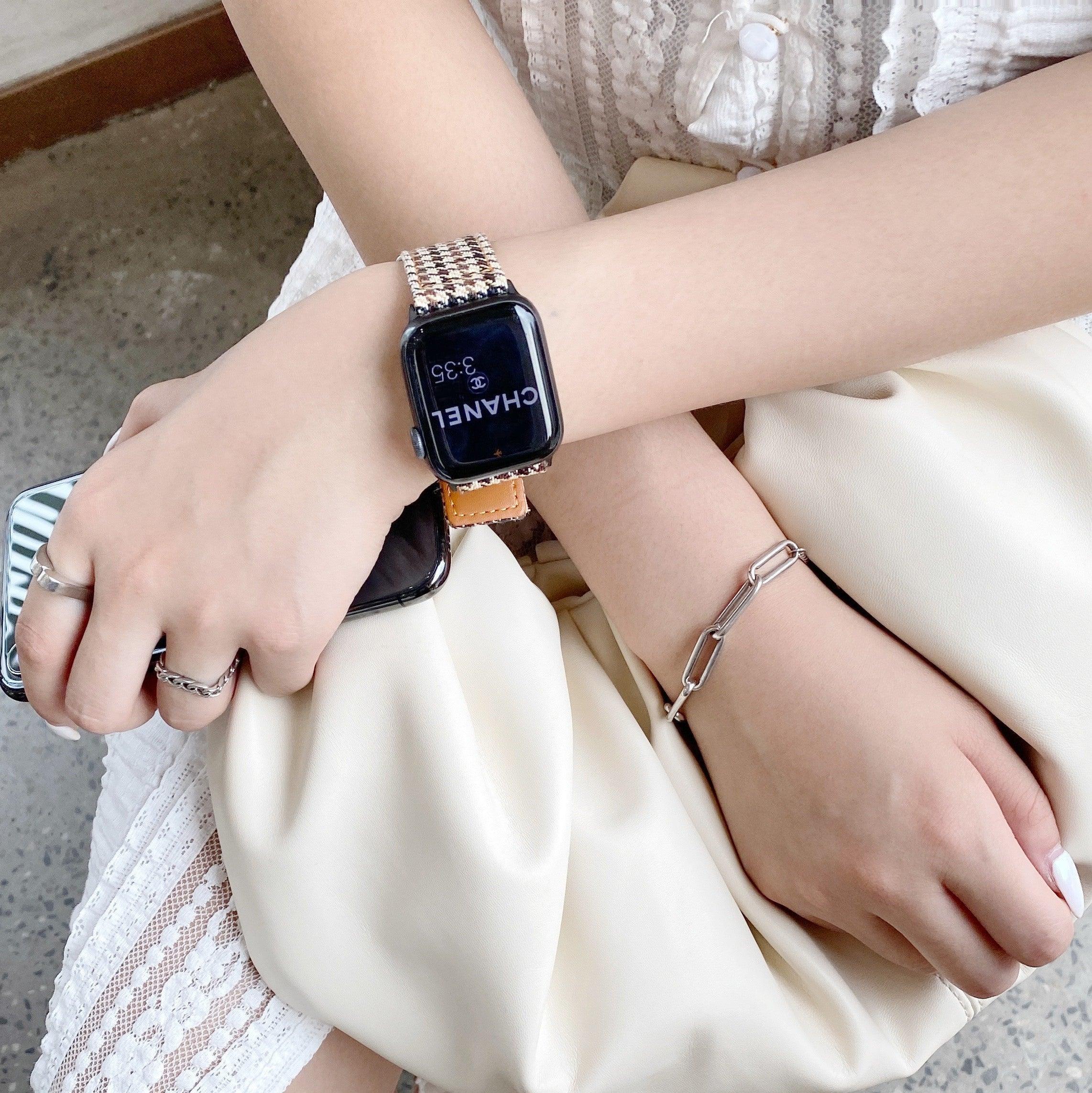 【バンド単品】ベーシック 千鳥格子柄 本革 アップルウォッチバンド apple watch バンド givgiv