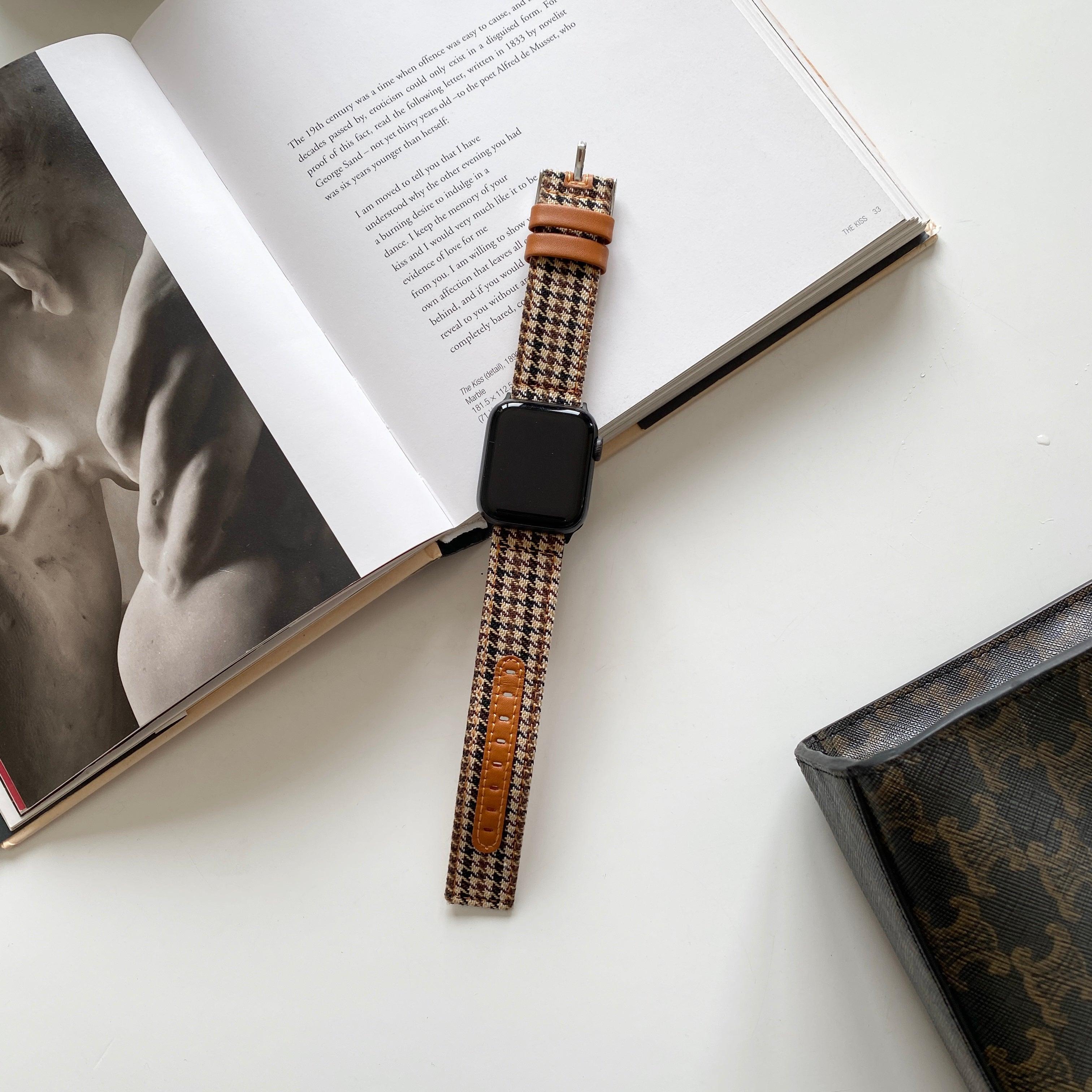 【バンド単品】ベーシック 千鳥格子柄 本革 アップルウォッチバンド apple watch バンド givgiv