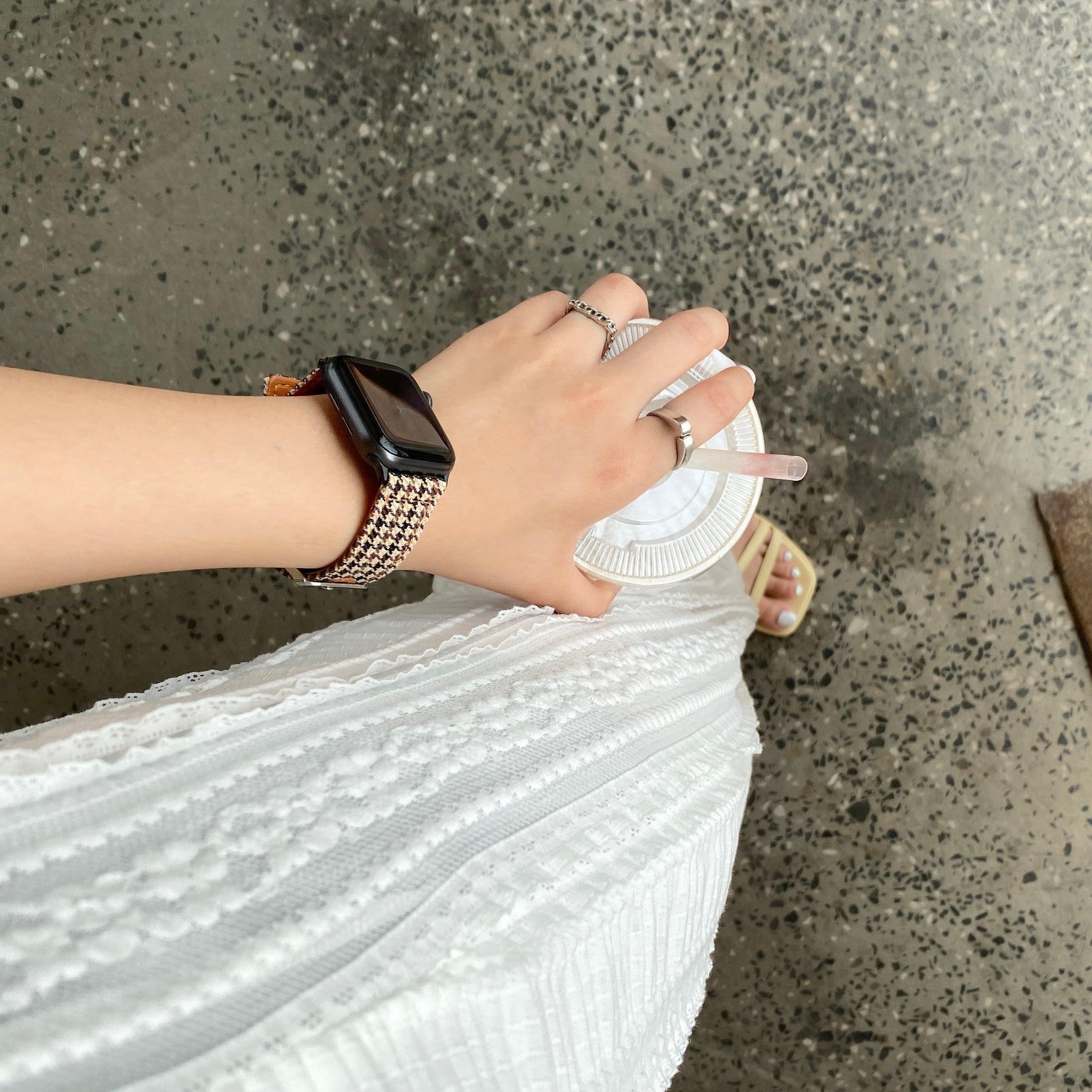 【バンド単品】ベーシック 千鳥格子柄 本革 アップルウォッチバンド apple watch バンド givgiv