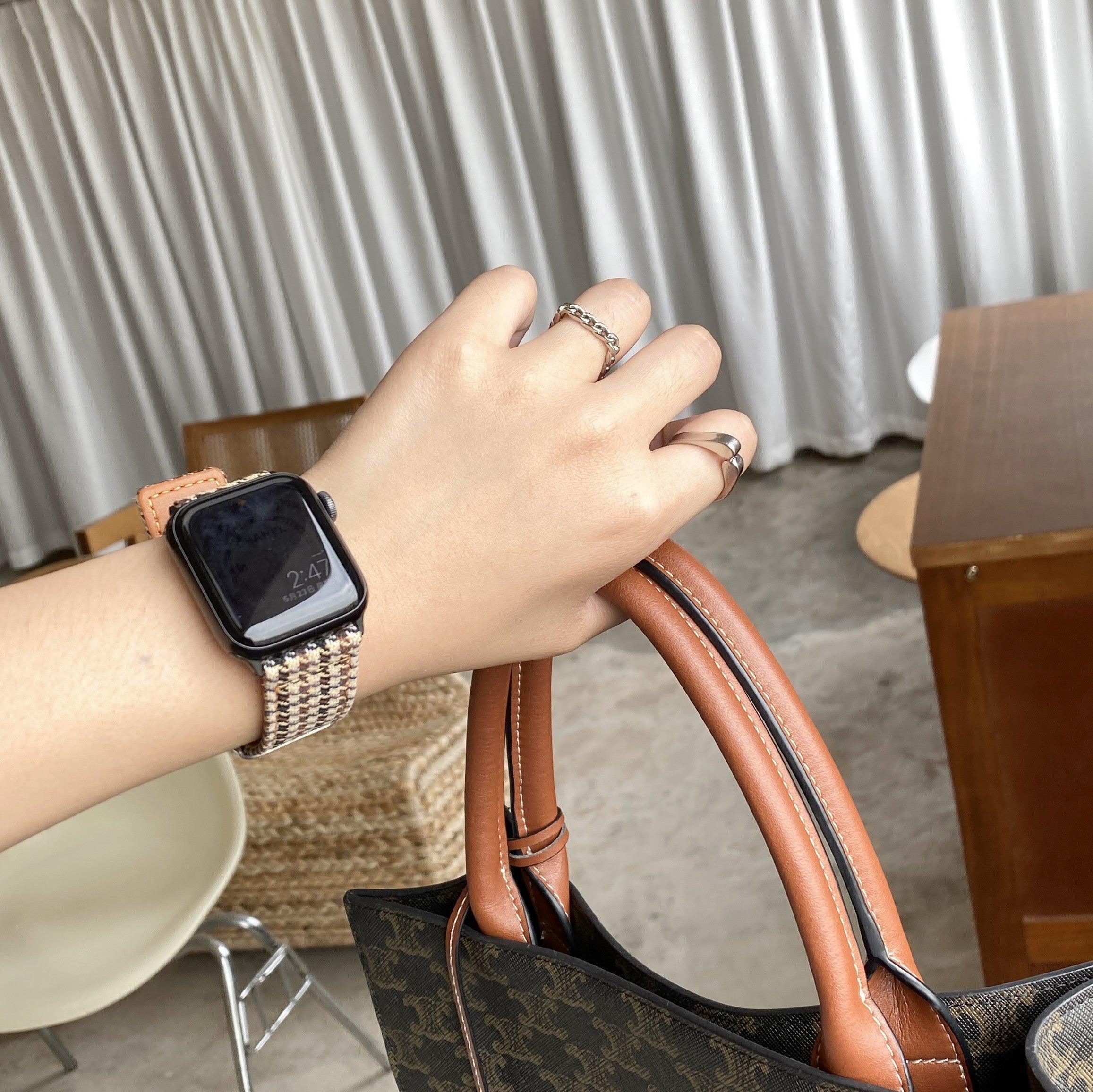 【バンド単品】ベーシック 千鳥格子柄 本革 アップルウォッチバンド apple watch バンド givgiv