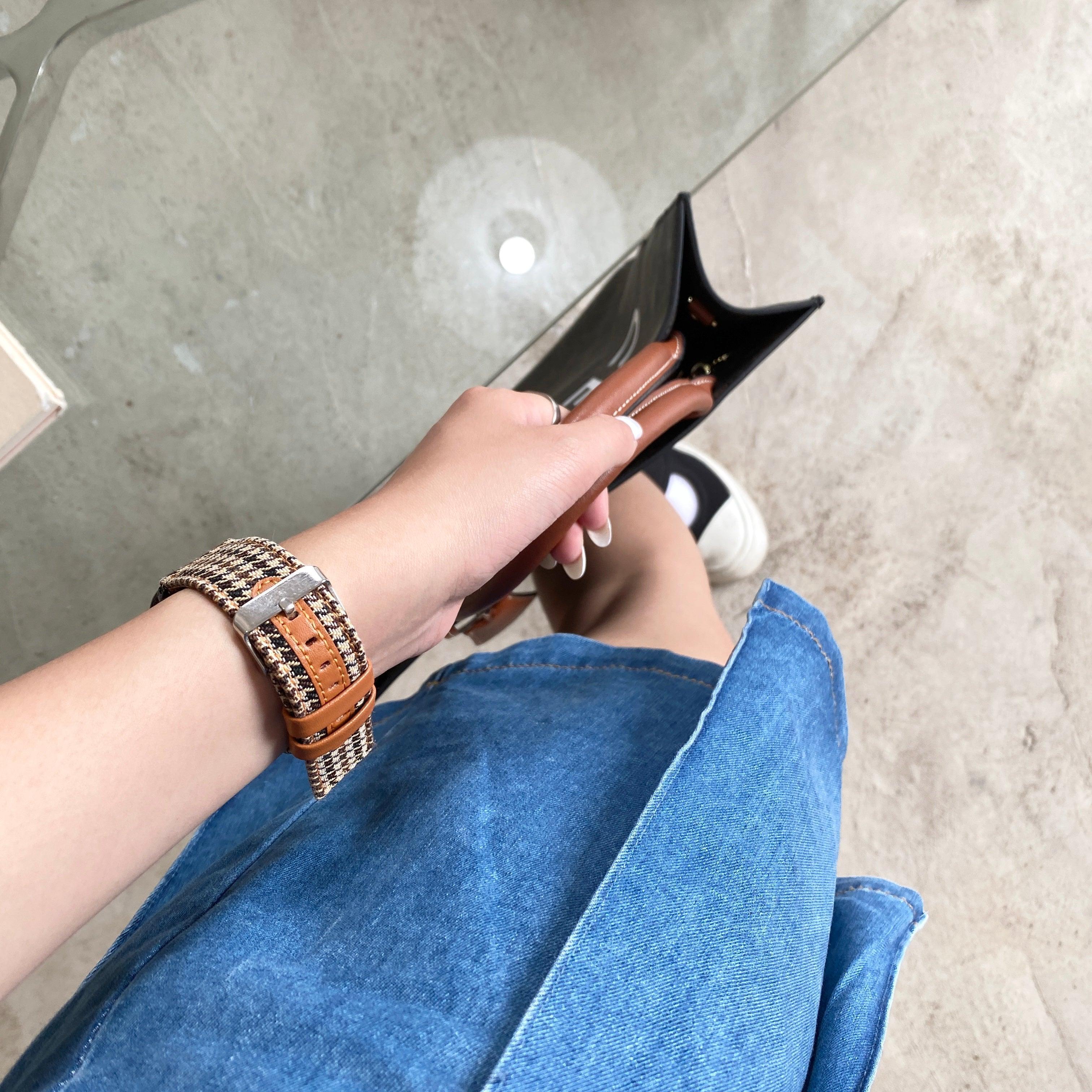 【バンド単品】ベーシック 千鳥格子柄 本革 アップルウォッチバンド apple watch バンド givgiv