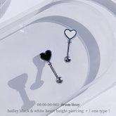 ベイリー ブラック & ホワイト ハート ストレート 縦・ピアッシング Piercing from lizzy