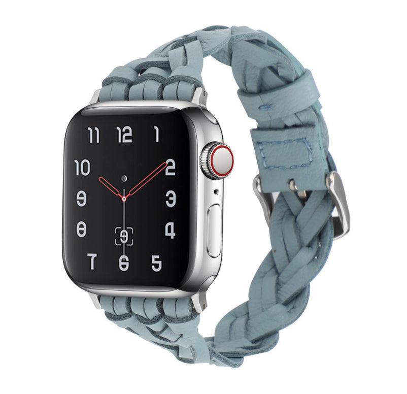 編み込み PUレザー アップルウォッチ バンド apple watch バンド givgiv 38mm/40mm/41mm用 ブルー