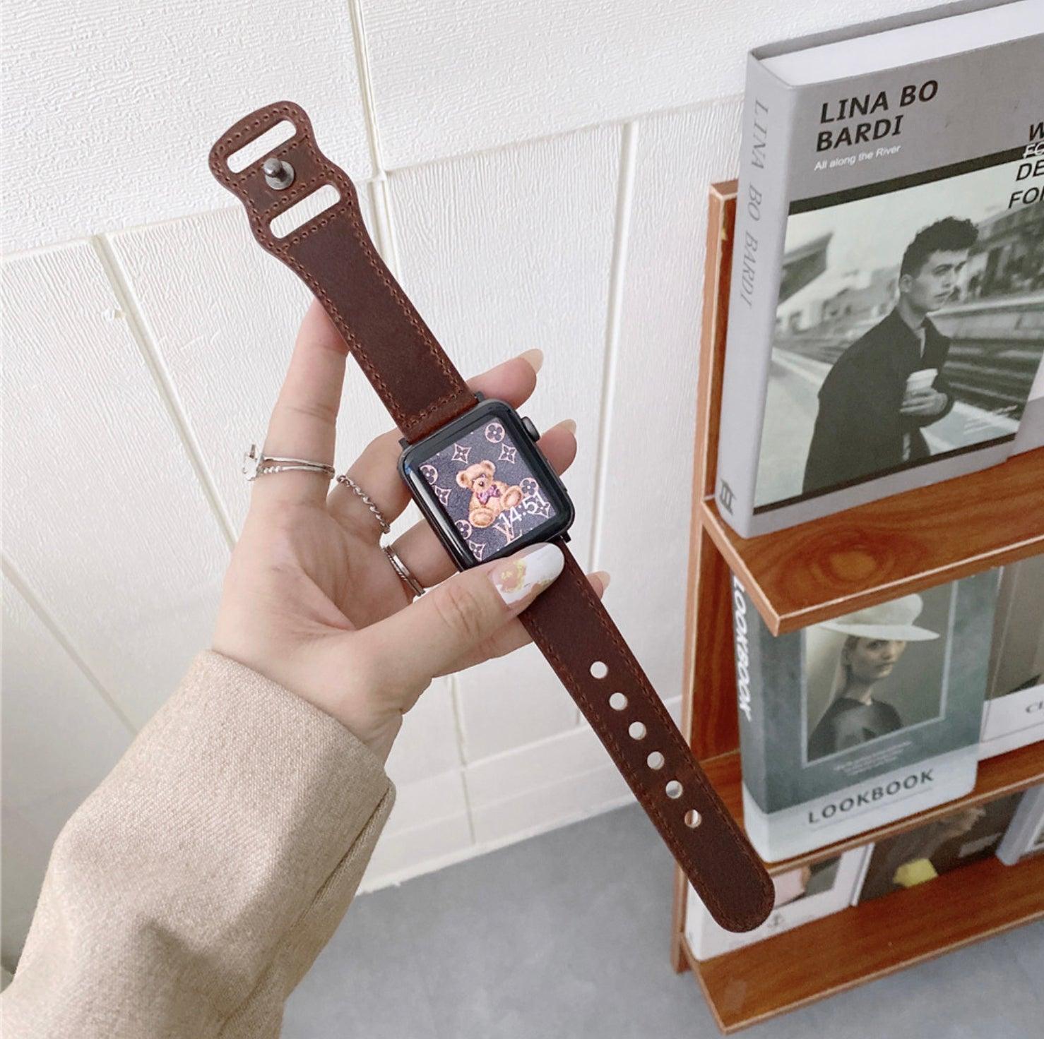 ビンテージ 本革 アップルウォッチ バンド apple watch バンド givgiv 38mm/40mm/41mm用 ダークブラウン