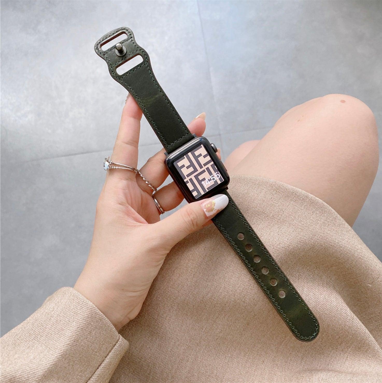 ビンテージ 本革 アップルウォッチ バンド apple watch バンド givgiv 38mm/40mm/41mm用 ダークグリーン