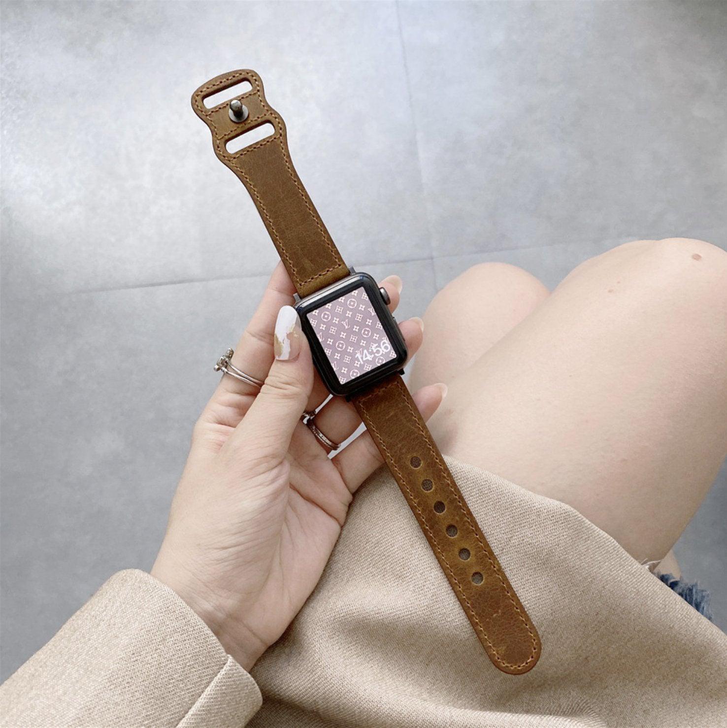 ビンテージ 本革 アップルウォッチ バンド apple watch バンド givgiv 38mm/40mm/41mm用 コーヒー色