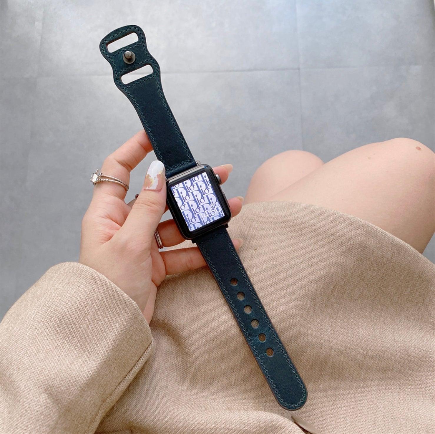 ビンテージ 本革 アップルウォッチ バンド apple watch バンド givgiv 38mm/40mm/41mm用 ネイビ