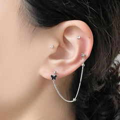 Black Flying Two-Pin(ピアス/ピアッシング) Piercing bling moon