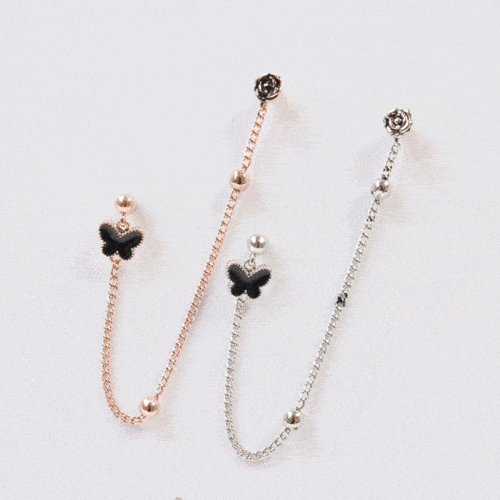 Black Flying Two-Pin(ピアス/ピアッシング) Piercing bling moon