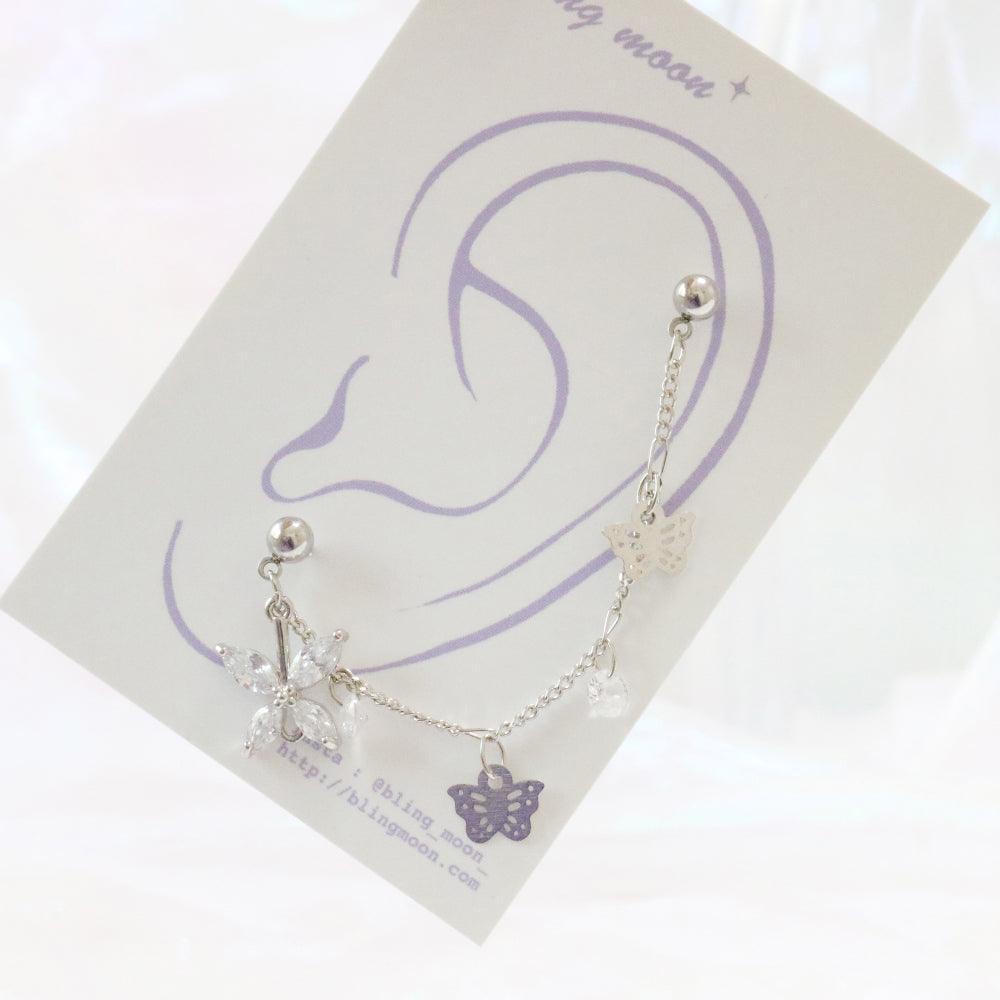 Brilliant Butterfly Two Pin ピアッシング Piercing bling moon