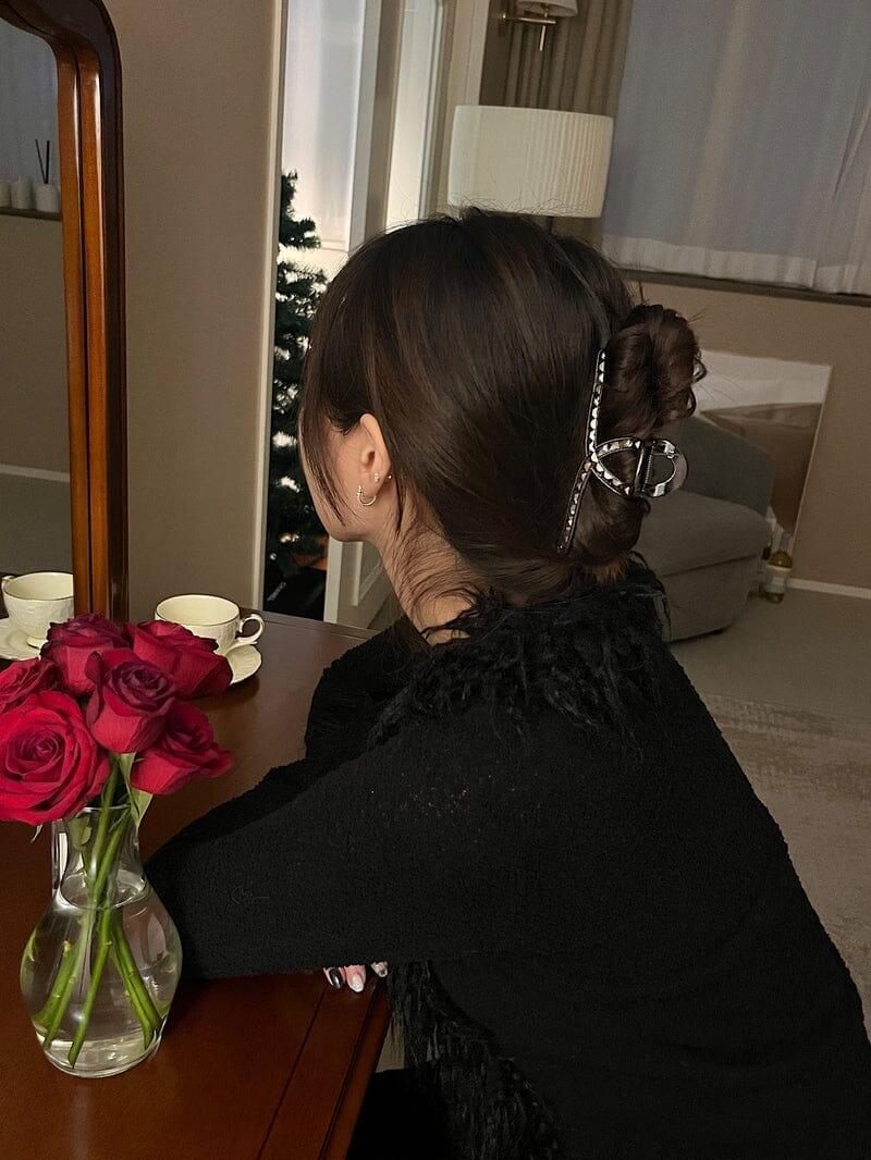ブラック キュービック メタル ヘアクリップ Hair younglong-seoul