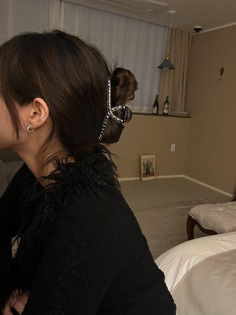 ブラック キュービック メタル ヘアクリップ Hair younglong-seoul