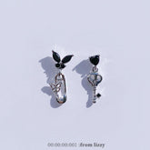 ブラックナイト 蝶々 ハート キュービック ショート ドロップ・ピアッシング Piercing from lizzy