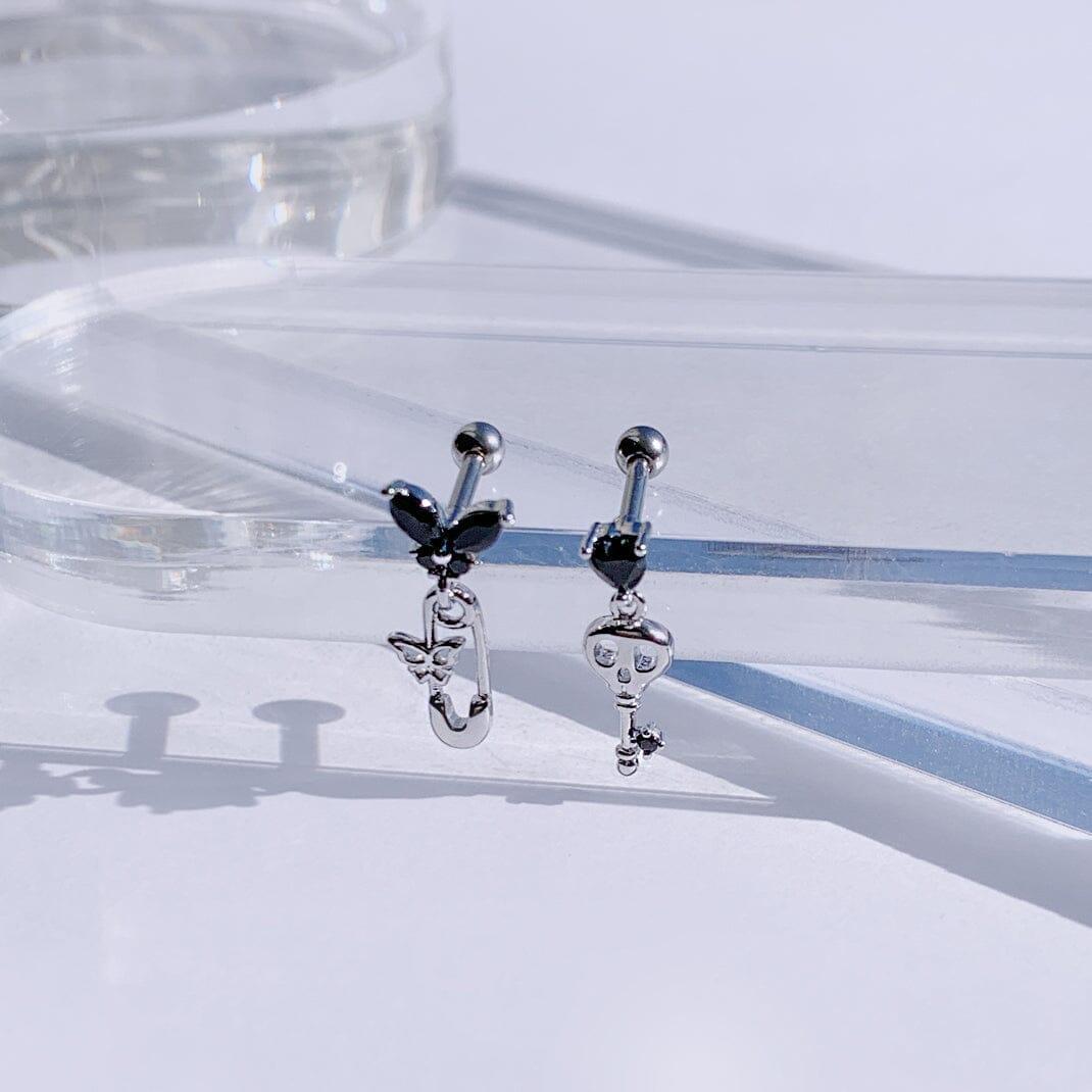 ブラックナイト 蝶々 ハート キュービック ショート ドロップ・ピアッシング Piercing from lizzy