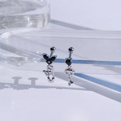 ブラックナイト 蝶々 ハート キュービック ショート ドロップ・ピアッシング Piercing from lizzy