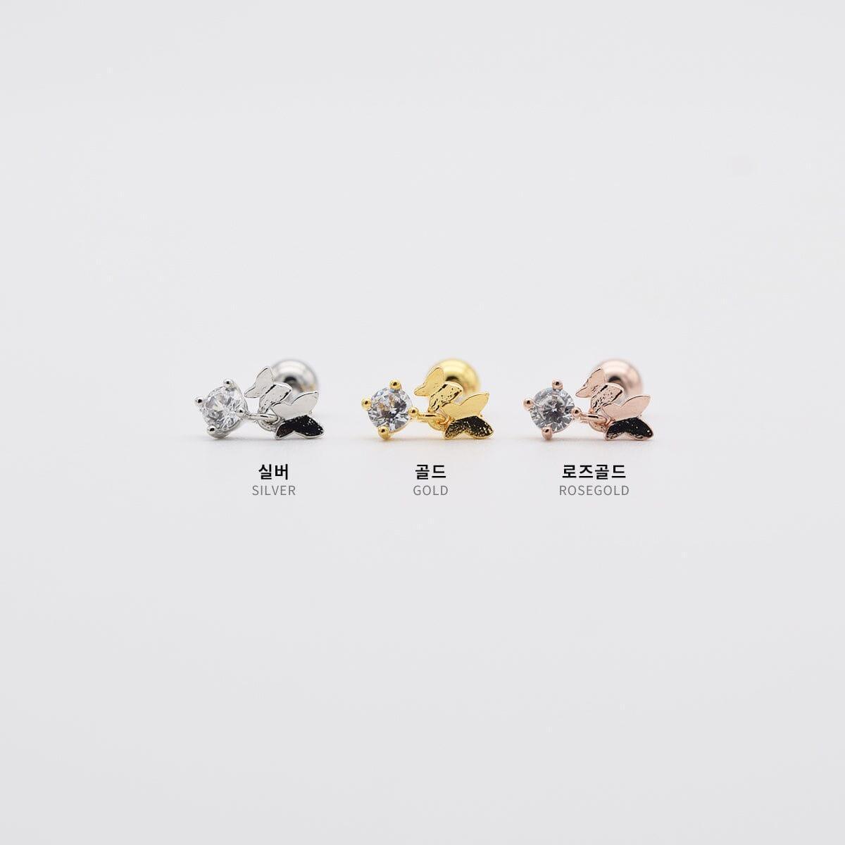 ダブル バタフライ ドロップ ピアッシング Piercing 10000won