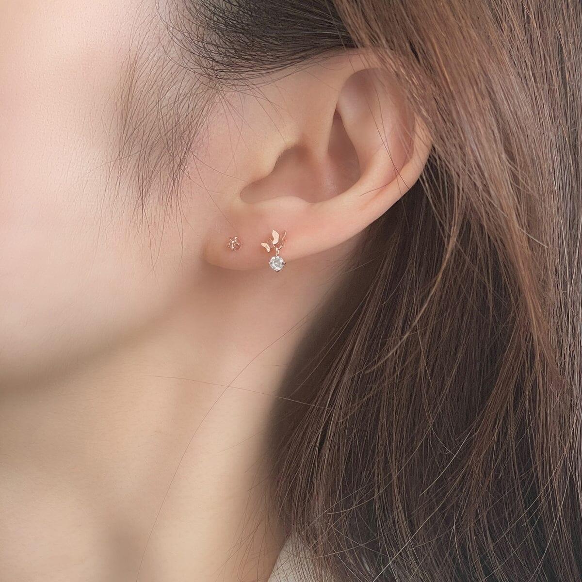 ダブル バタフライ ドロップ ピアッシング Piercing 10000won