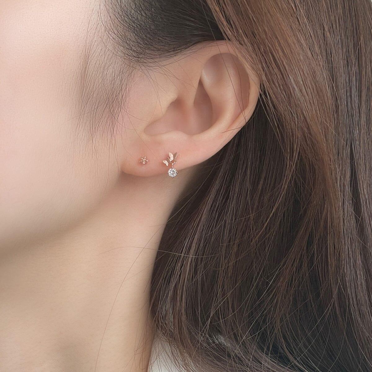 ダブル バタフライ ドロップ ピアッシング Piercing 10000won