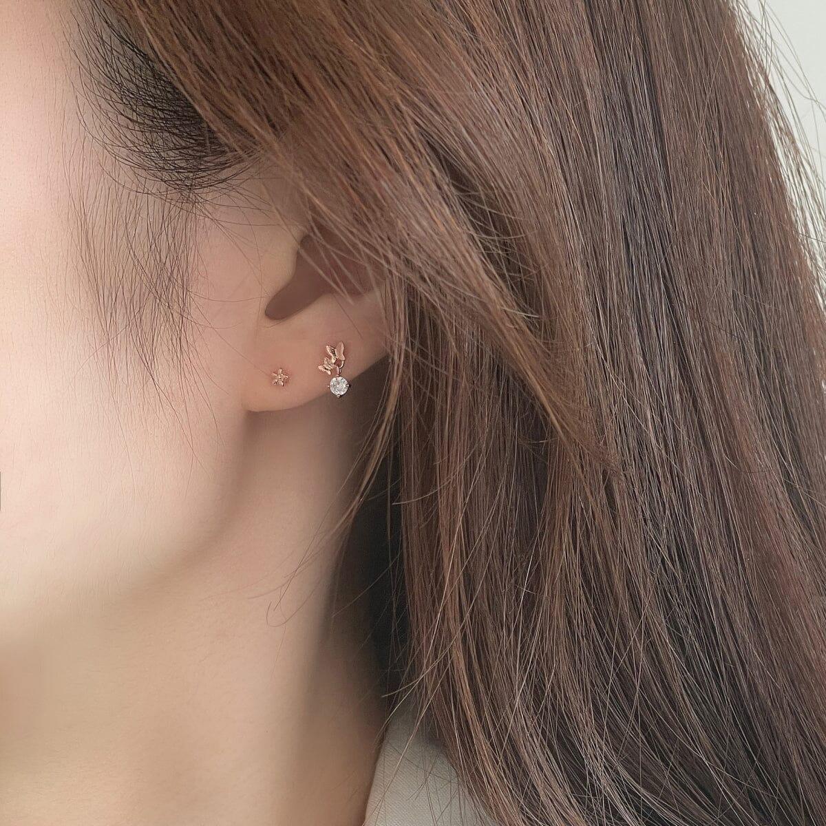 ダブル バタフライ ドロップ ピアッシング Piercing 10000won