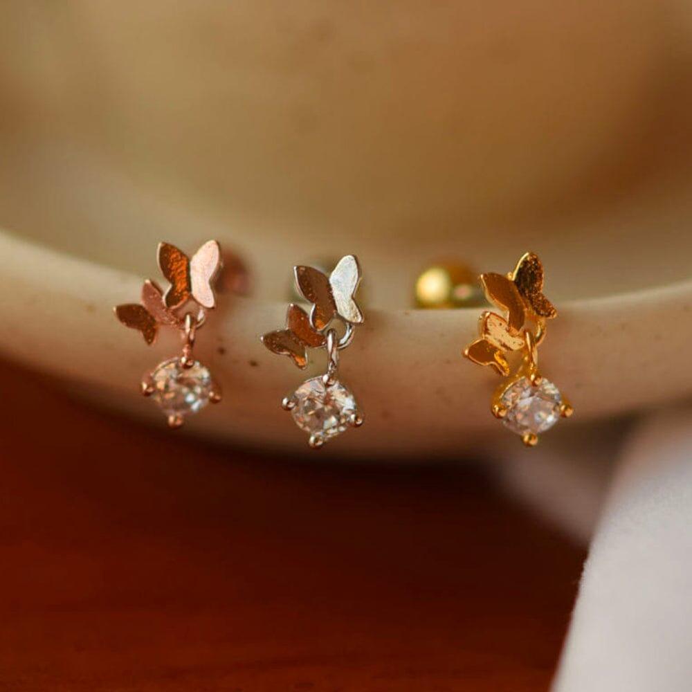 ダブル バタフライ ドロップ ピアッシング Piercing 10000won