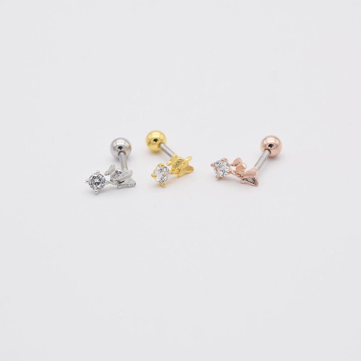 ダブル バタフライ ドロップ ピアッシング Piercing 10000won