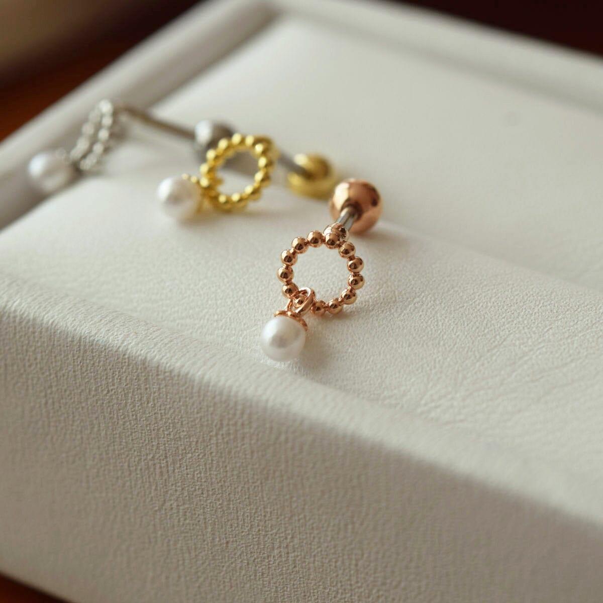 ドットリング 3ミリ真珠ドロップ ピアッシング Piercing 10000won