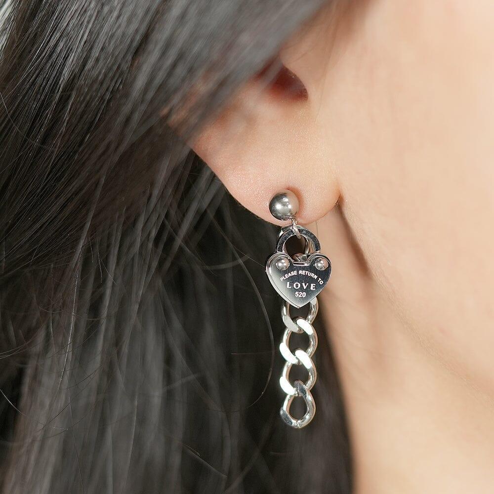 ハートロック チェーン ドロップピアス Earrings SET ME UP♡
