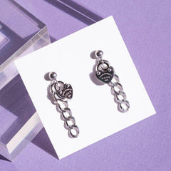 ハートロック チェーン ドロップピアス Earrings SET ME UP♡