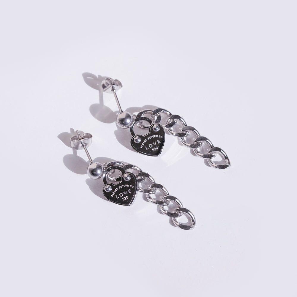 ハートロック チェーン ドロップピアス Earrings SET ME UP♡