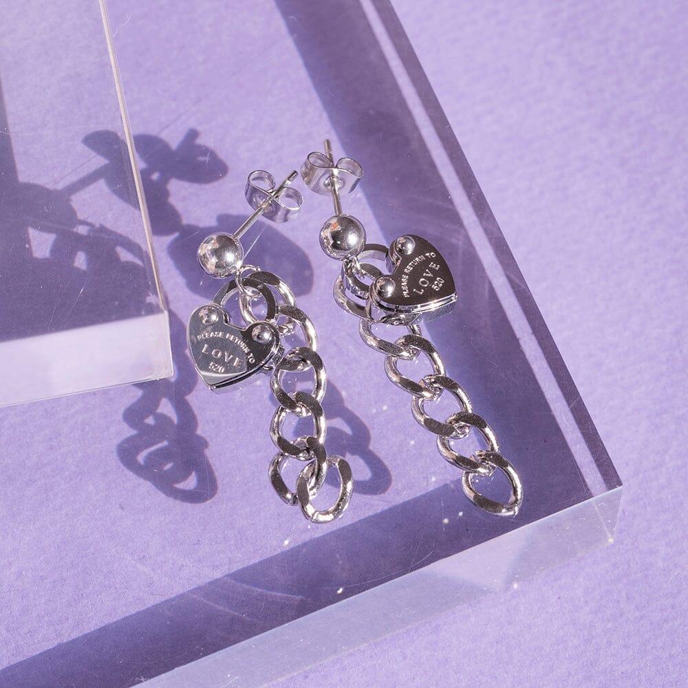 ハートロック チェーン ドロップピアス Earrings SET ME UP♡