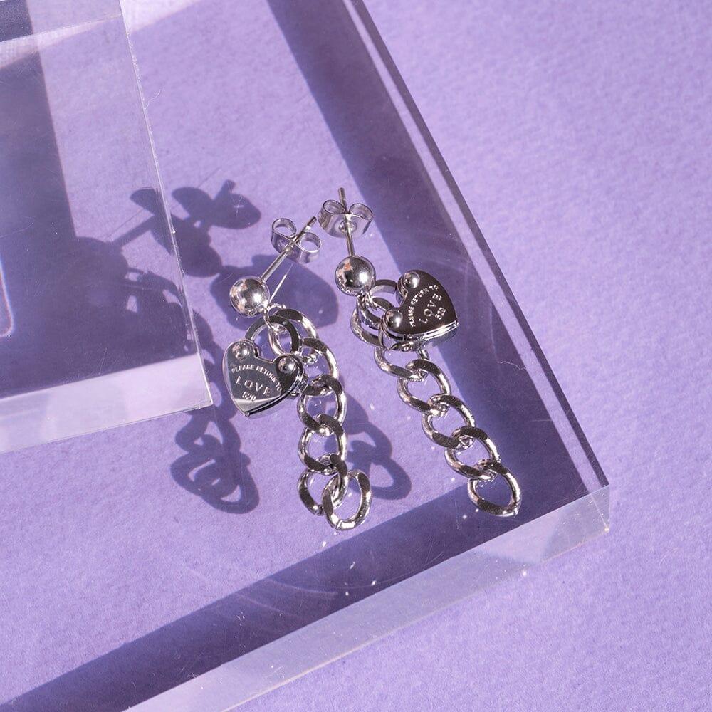 ハートロック チェーン ドロップピアス Earrings SET ME UP♡