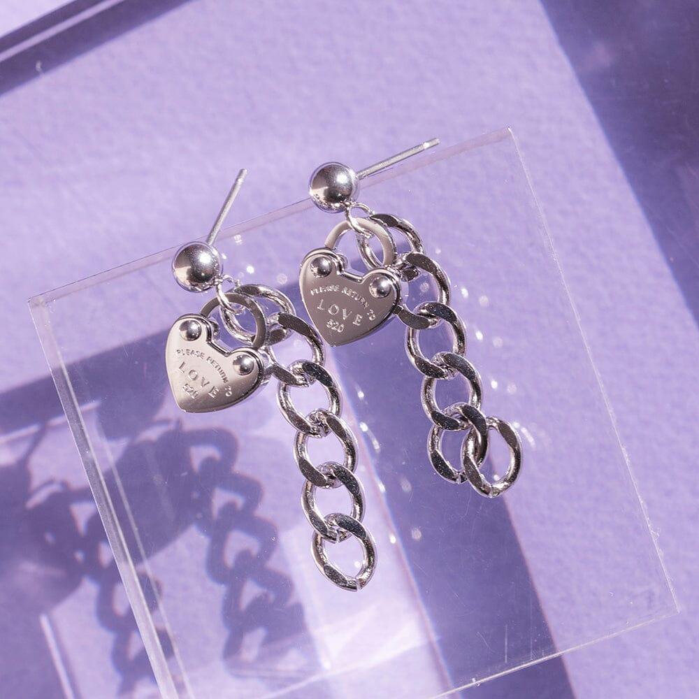 ハートロック チェーン ドロップピアス Earrings SET ME UP♡