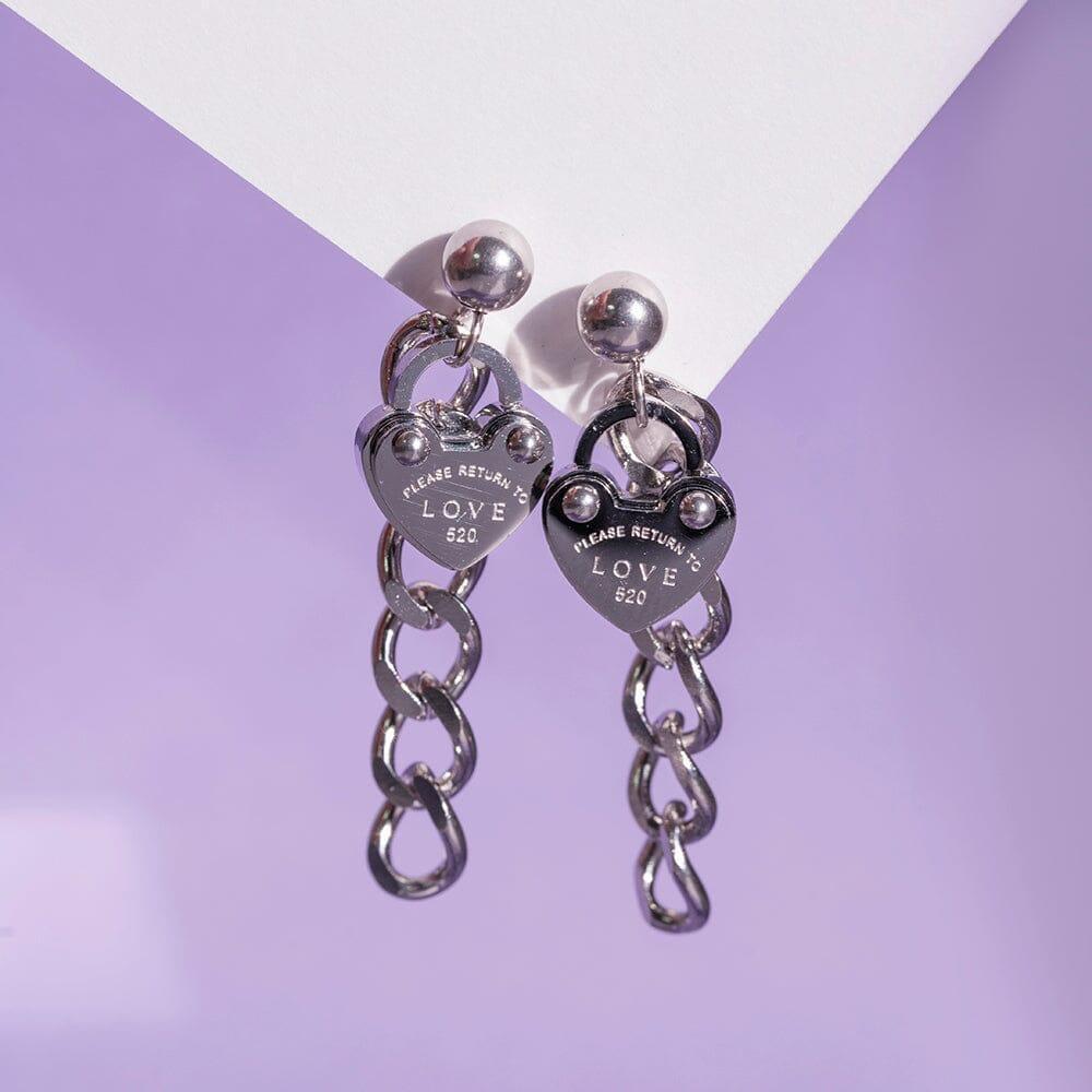 ハートロック チェーン ドロップピアス Earrings SET ME UP♡