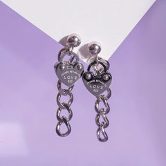ハートロック チェーン ドロップピアス Earrings SET ME UP♡