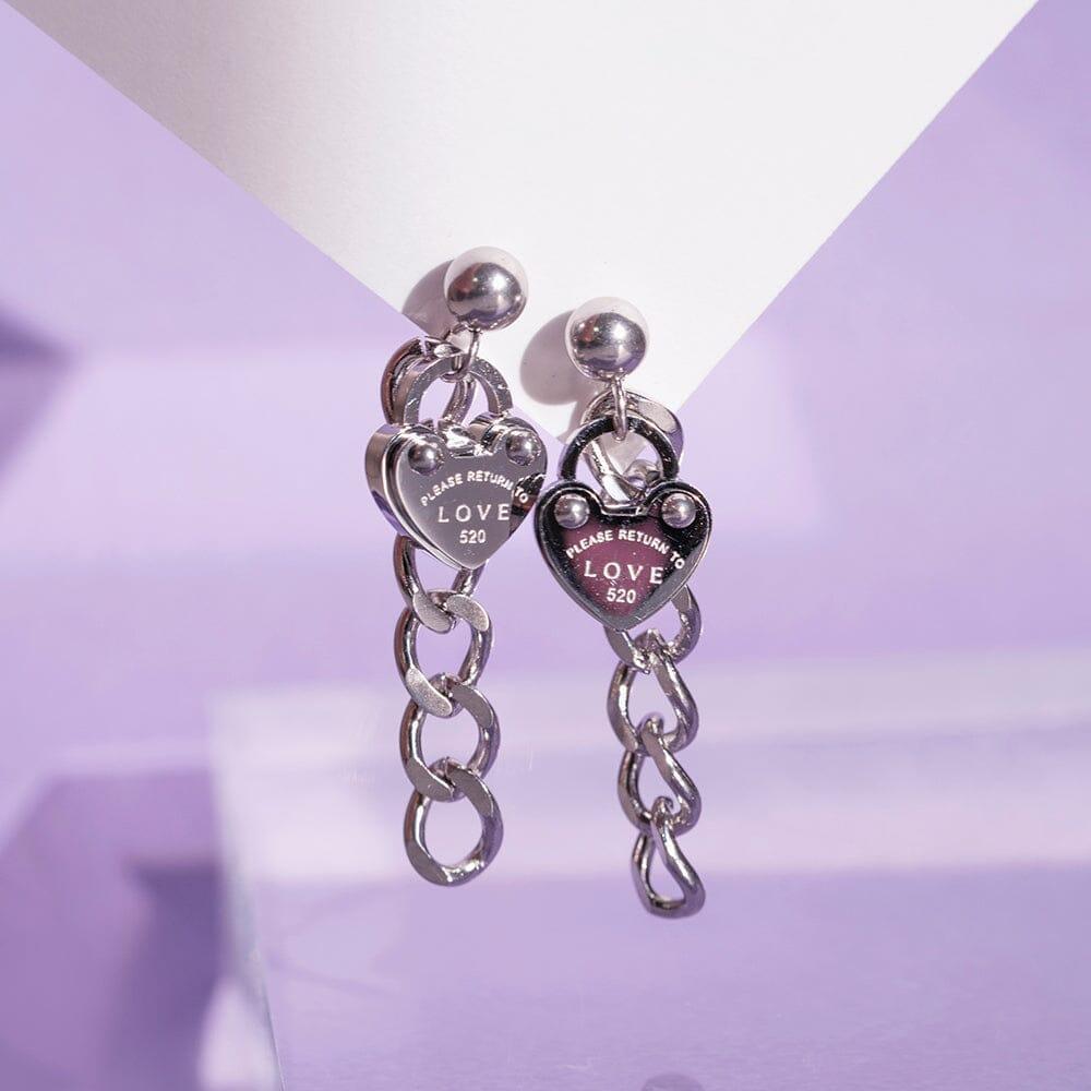 ハートロック チェーン ドロップピアス Earrings SET ME UP♡