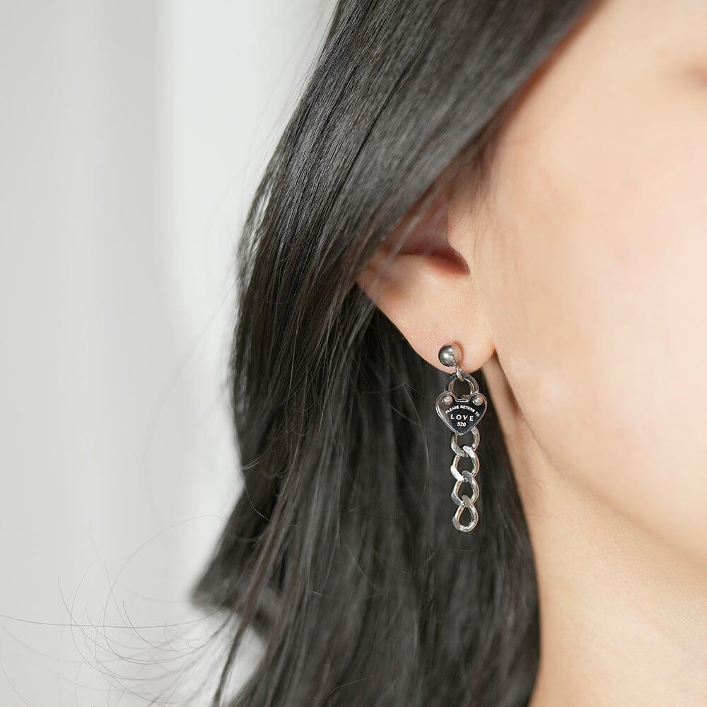 ハートロック チェーン ドロップピアス Earrings SET ME UP♡