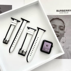 ホワイト&ブラック ダブルカラー 本革 アップルウォッチ バンド applewatch7 対応 apple watch バンド givgiv